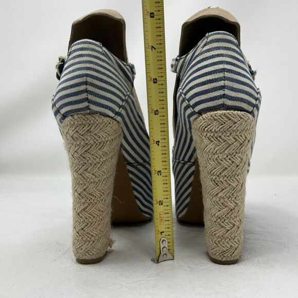 Jeffrey Campbell Foxy Platform Sandals Heels Nautical Blue White Striped Sz 6.5 - Picture 6 of 15